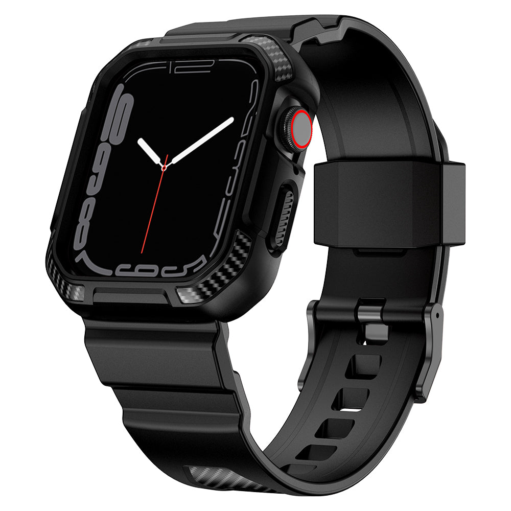 For Apple Watch Series 3 2 1 38mm SE Series 4 5 6 40mm Series 7 41mm Carbon Fiber Texture Soft TPU Watch Case Watch Band Strap with Metal Buckle For Apple Watch Series 3 2 1 38mm SE Series 4 5 6 40mm Series 7 41mm Carbon Fiber Texture Soft TPU Watch Case Watch Band Strap with Metal Buckle